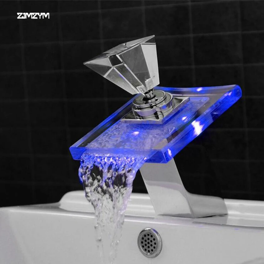 Hot and cold water copper crystal Glass Waterfall Basin Faucet LED Color Changing Bathroom Battery Mixer Tap Chrome Finish
Hot and cold water copper crystal Glass Waterfall Basin Faucet LED Color Changing Bathroom Battery Mixer Tap Chrome Finish