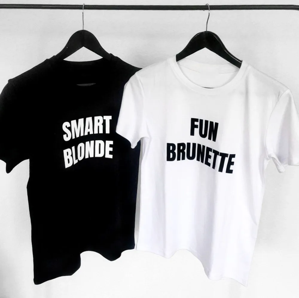 Sugarbaby Fun Brunette Smart Blonde Printed BBF Best Friends T Shirt Women Short Sleeve Loose Shirt Funny Graphic Tumblr Tee
Sugarbaby Fun Brunette Smart Blonde Printed BBF Best Friends T Shirt Women Short Sleeve Loose Shirt Funny Graphic Tumblr Tee