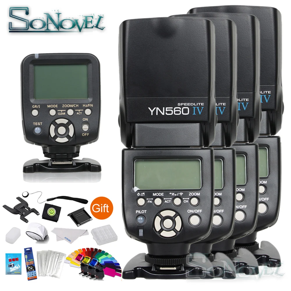Yongnuo YN-560TX Wireless controller trigger + 4x YN-560IV YN560IV LCD display Wireless Master flash for Nikon Canon SLR cameras
Yongnuo YN-560TX Wireless controller trigger + 4x YN-560IV YN560IV LCD display Wireless Master flash for Nikon Canon SLR cameras