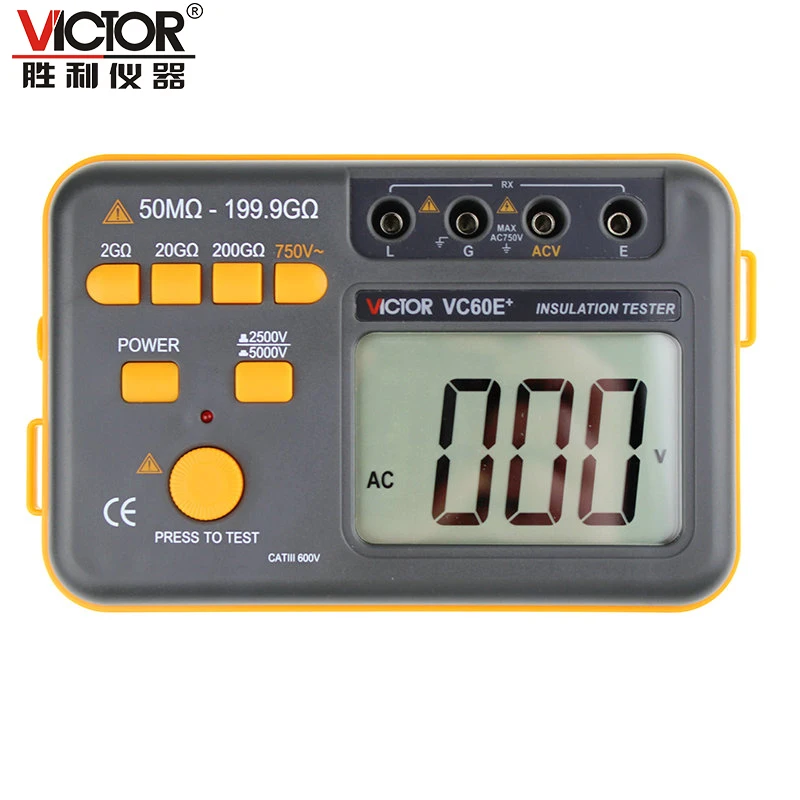 Victor VC60E+ Digital Insulation Resistance Tester Megger MegOhm Meter DC/AC 50M ohm-199.9G ohm
Victor VC60E+ Digital Insulation Resistance Tester Megger MegOhm Meter DC/AC 50M ohm-199.9G ohm