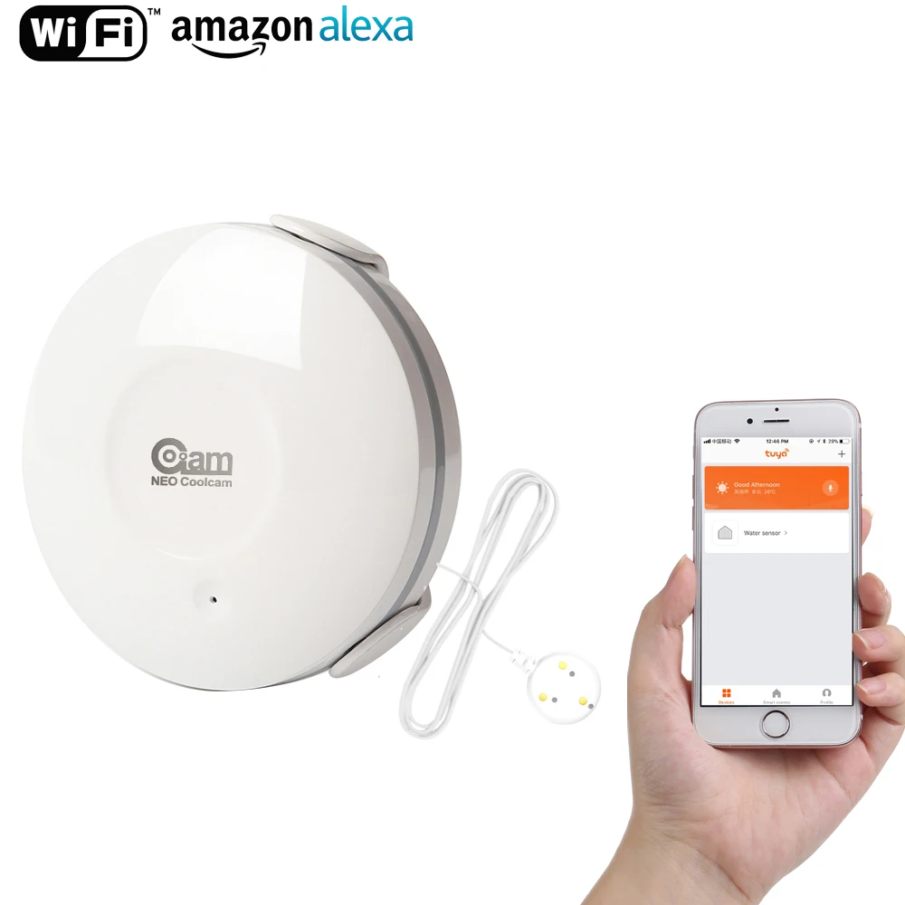 Смарт датчик воды Coolcam WiFi Wi Fi детектор утечки сигнализации и уведомления