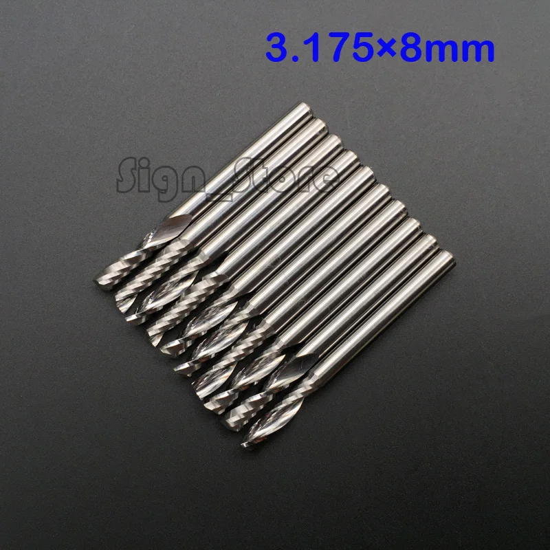 10pcs 1/8" High Quality cnc bits single flute Spiral Router Carbide End Mill Cutter Tools 3.175 x 8mm Free Shipping
10pcs 1/8" High Quality cnc bits single flute Spiral Router Carbide End Mill Cutter Tools 3.175 x 8mm Free Shipping