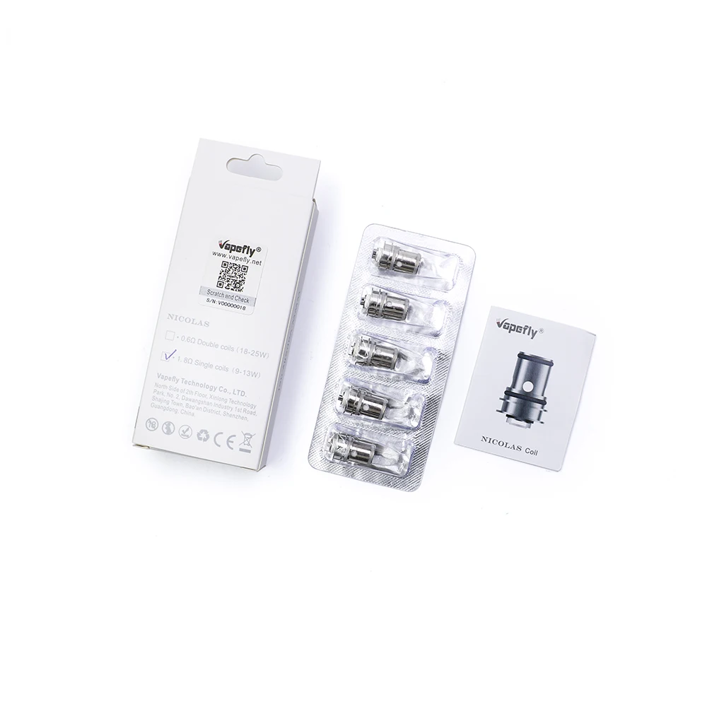 5pcs-pack original Vapefly Nicolas Replacement Coil for vapefly nicolas tank 0.6ohm 1.8ohm Resistance MTL flavor tank
5pcs-pack original Vapefly Nicolas Replacement Coil for vapefly nicolas tank 0.6ohm 1.8ohm Resistance MTL flavor tank