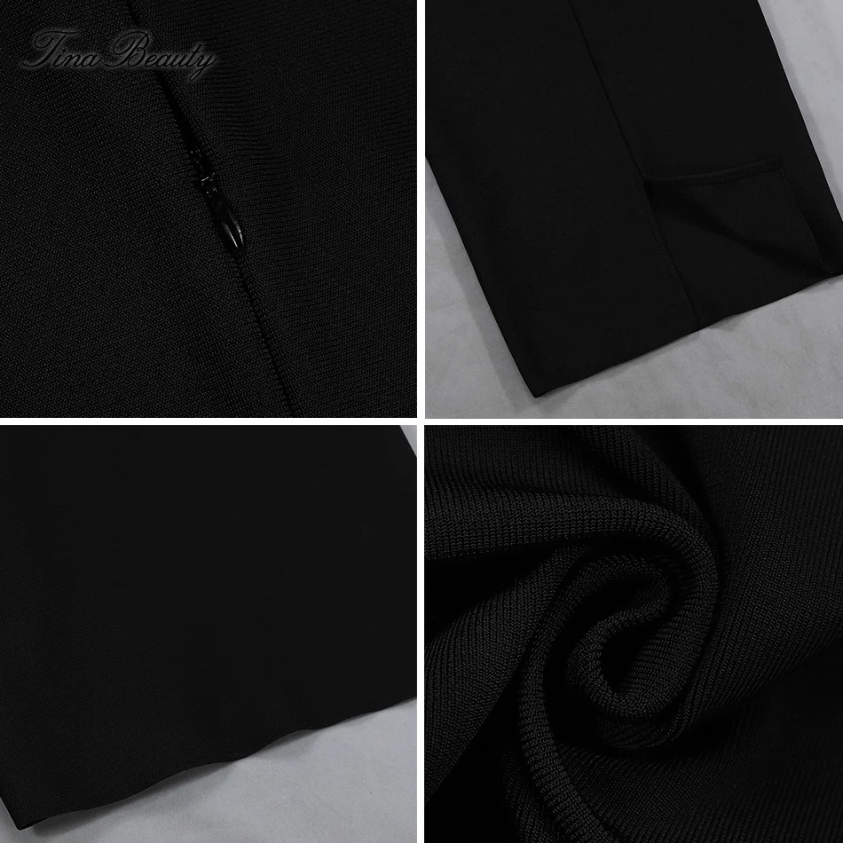 Tina Beauty Black V Neck Sleeveless Knee-Length Dress Plume Decoration Sexy Bandage Dress V Backless Split Clubnight Dresses
Tina Beauty Black V Neck Sleeveless Knee-Length Dress Plume Decoration Sexy Bandage Dress V Backless Split Clubnight Dresses