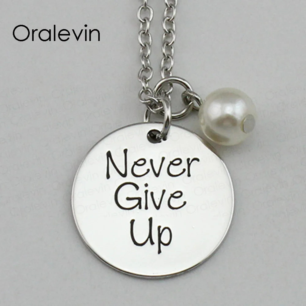 NEVER GIVE UP Inspirational Hand Stamped Engraved Custom Pendant Chain Necklace Fashion Gift Jewelry,22MM,10Pcs/Lot, #LN2171
NEVER GIVE UP Inspirational Hand Stamped Engraved Custom Pendant Chain Necklace Fashion Gift Jewelry,22MM,10Pcs/Lot, #LN2171