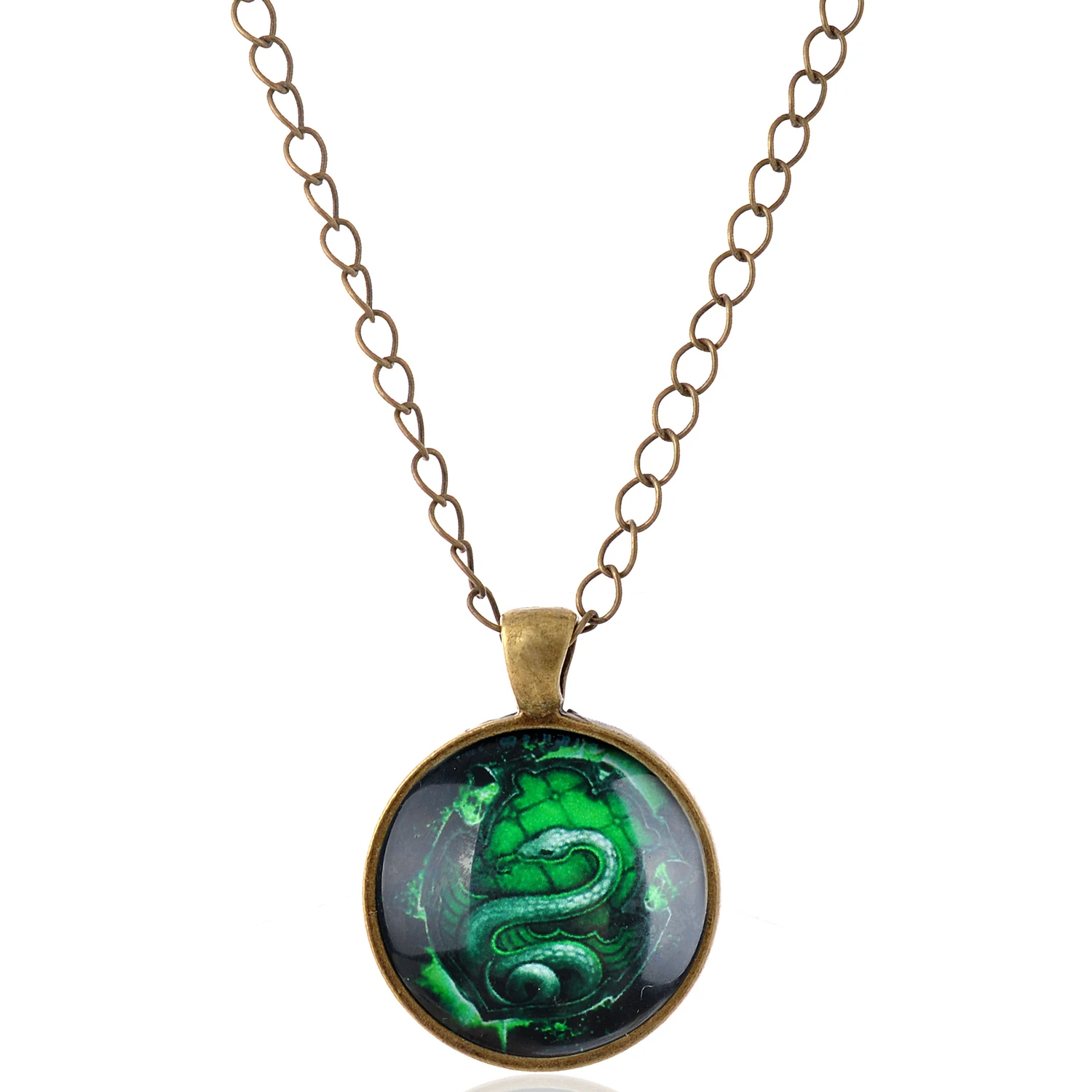 Lureme Time драгоценный камень серии зеленый Змеиный диск Подвеска Шарм ожерелье для
