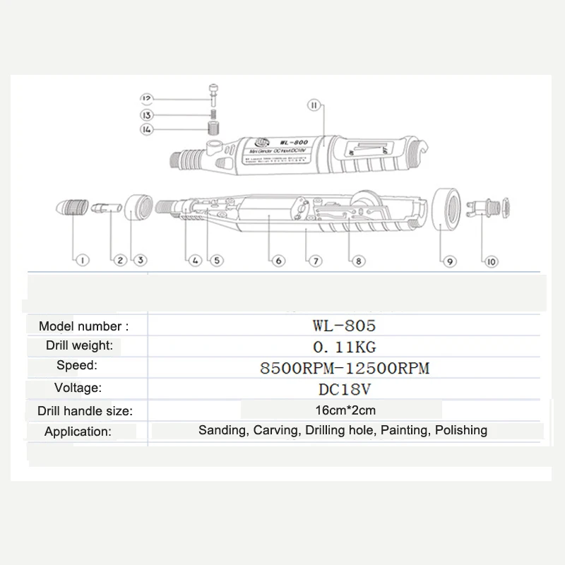 Vamsluna Mini Grinder Portable DIY Electric Power Drill 8500-12500rpm 0.3-2.15mm Drilling Accessories For Polishing Rotary Tool
Vamsluna Mini Grinder Portable DIY Electric Power Drill 8500-12500rpm 0.3-2.15mm Drilling Accessories For Polishing Rotary Tool