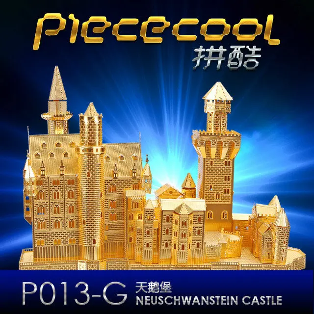Piececool 3D металлическая головоломка &quotНовый Лебедь Замок Нойшванштайн" золото и