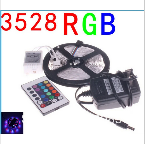 

RGB LED Strip 5M 300Led 3528 SMD 24Key IR Remote Controller 12V 2A Power Adapter Flexible Light Led Tape Home Decoration Lamps