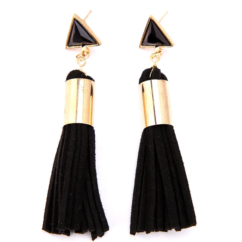 White Black Triangle Ear Stud Leather Tassel Golden Drop Earrings Women Dangle Earrings
White Black Triangle Ear Stud Leather Tassel Golden Drop Earrings Women Dangle Earrings