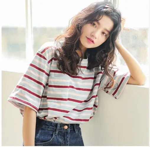 2019 Summer New Hot Sale Harajuku Vintage Ulzzang Girlfriends Stripe Printed t-Shirts Women Casual Loose Short Sleeve Tee Tops
2019 Summer New Hot Sale Harajuku Vintage Ulzzang Girlfriends Stripe Printed t-Shirts Women Casual Loose Short Sleeve Tee Tops
