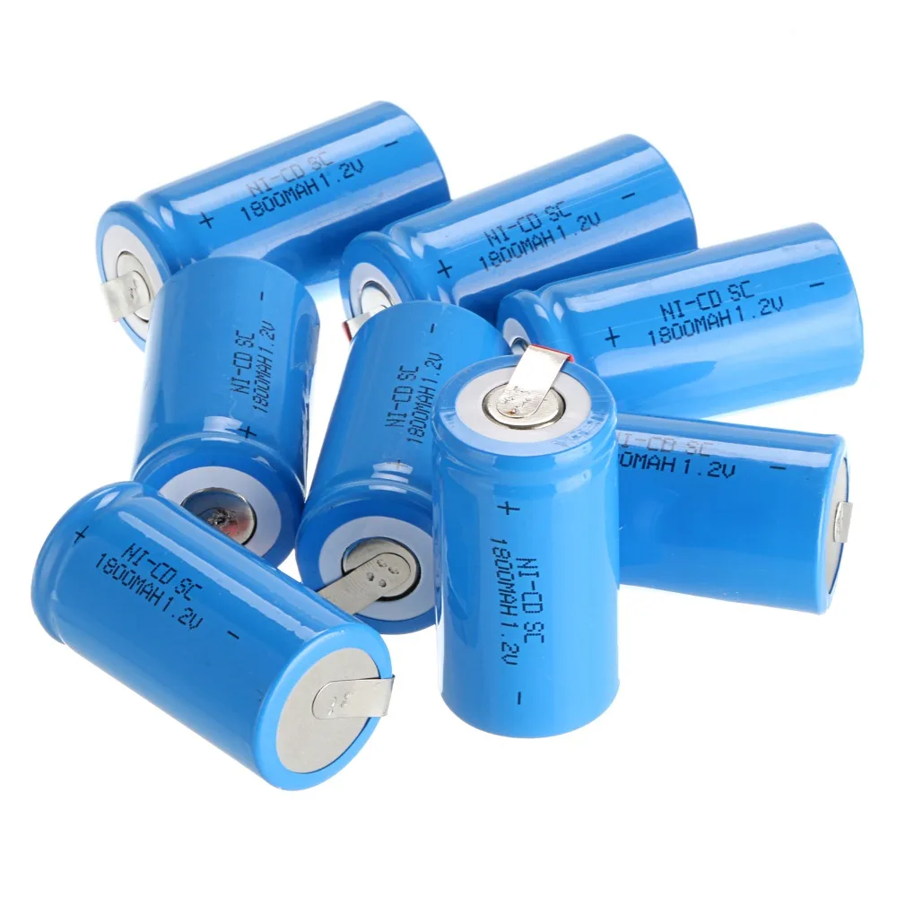 10 PCS Sub C SC battery 1.2V 1800mAh rechargeable battery Ni-Cd battery with tab 4.25*2.2cm--blue color
10 PCS Sub C SC battery 1.2V 1800mAh rechargeable battery Ni-Cd battery with tab 4.25*2.2cm--blue color
