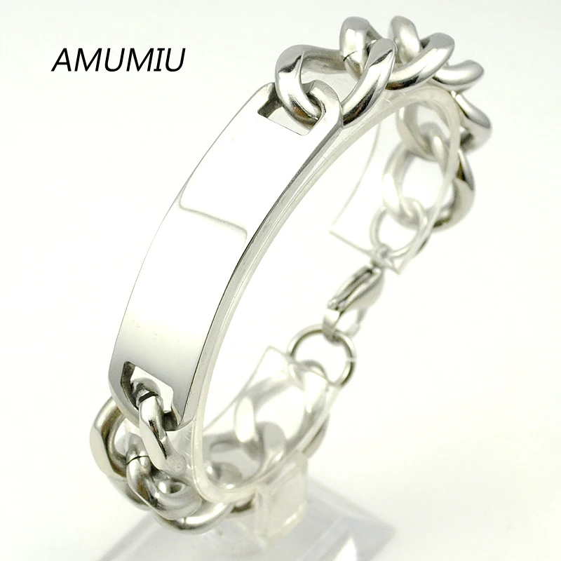 AMUMIU 15mm 21.5cm Cool, trendy blank id bracelets pulseras hombre men jewlery new stainless steel chain HZB088
AMUMIU 15mm 21.5cm Cool, trendy blank id bracelets pulseras hombre men jewlery new stainless steel chain HZB088