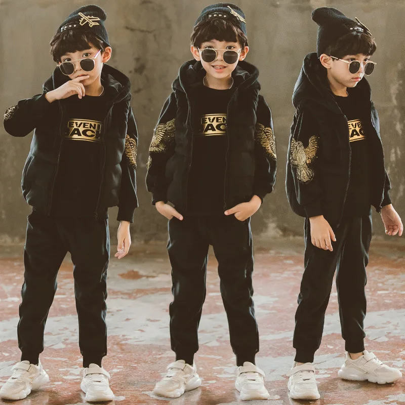 Boys Autumn Sports Hoodies 3 PCS Set (Hooded Vest + Hoodie+ Long Pant) Fashion Letters Pattern Winter Thicken Warm Hoodies Suit
Boys Autumn Sports Hoodies 3 PCS Set (Hooded Vest + Hoodie+ Long Pant) Fashion Letters Pattern Winter Thicken Warm Hoodies Suit