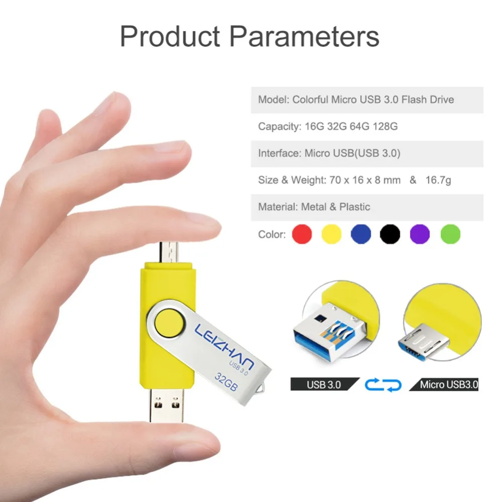 LEIZHAN usb Flash drive 8GB 16GB 32GB 64GB Pen drive fast speed OTG USB 3.0 Pendrive multifunctional memory stick For gift
LEIZHAN usb Flash drive 8GB 16GB 32GB 64GB Pen drive fast speed OTG USB 3.0 Pendrive multifunctional memory stick For gift