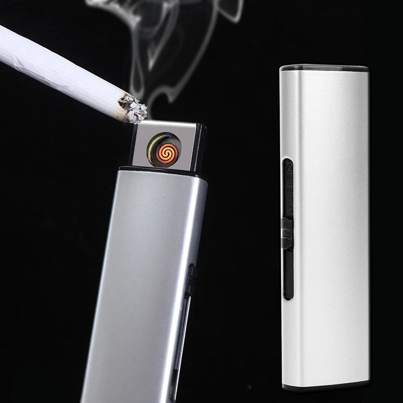 USB зажигалка в полоску перезаряжаемая Электронная металлическая для сигарет