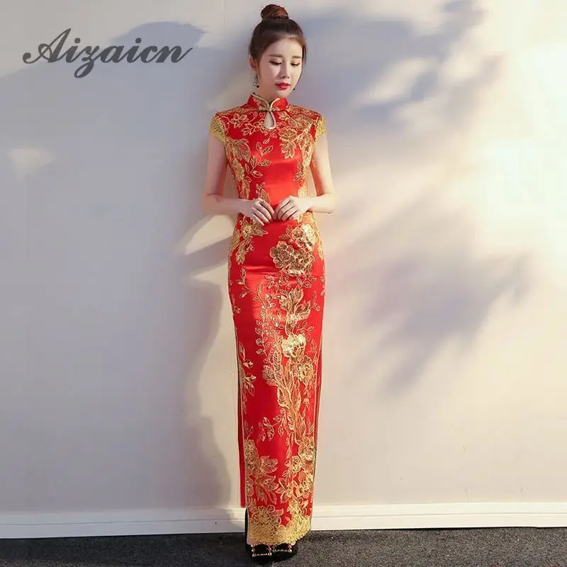 Vestido Oriental Dresses Bride Traditional Chinese Wedding Dress Women Embroidery Cheongsam Sexy Red Evening Gown Modern Qipao
Vestido Oriental Dresses Bride Traditional Chinese Wedding Dress Women Embroidery Cheongsam Sexy Red Evening Gown Modern Qipao