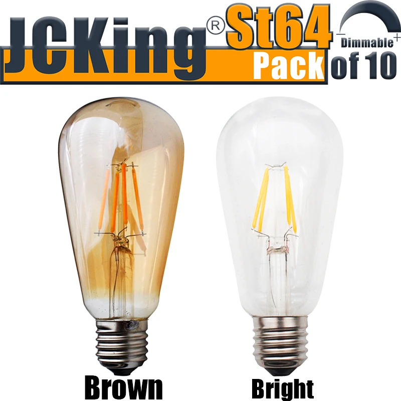 JCKing Pack of 10 Dimmable AC120V/AC220V 4W/6W/8W ST64 LED Classic Filament Bulb, ses Incandescent Bulbs Replacement
JCKing Pack of 10 Dimmable AC120V/AC220V 4W/6W/8W ST64 LED Classic Filament Bulb, ses Incandescent Bulbs Replacement