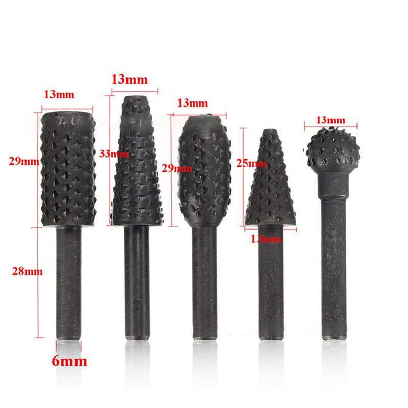 5pcs 6.35mm(1/4")round shank Rotary Burr Set Wood Rasp File Drill Bits Rotary Rasp Set for Woodworking Carving Artifact Tool
5pcs 6.35mm(1/4")round shank Rotary Burr Set Wood Rasp File Drill Bits Rotary Rasp Set for Woodworking Carving Artifact Tool