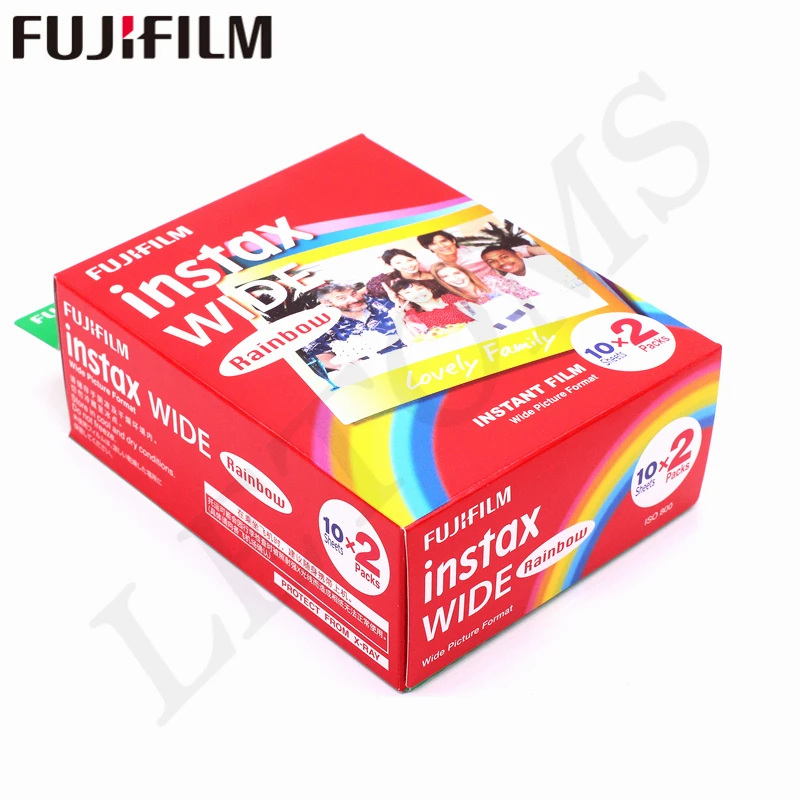 Fujifilm Instax 10 100 листов широкая белая пленка + Радуга черная для камеры Fuji Instant Photo paper