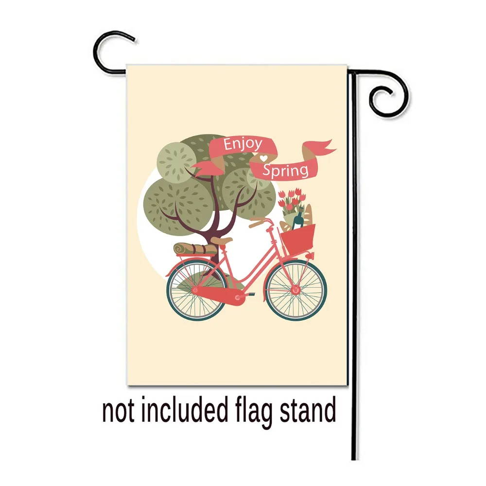 Enjoy Spring Garden Flag Decorative Outdoor And Indoor Flags 100% Polyester Bicycle Design Printing Yard Banner
Enjoy Spring Garden Flag Decorative Outdoor And Indoor Flags 100% Polyester Bicycle Design Printing Yard Banner