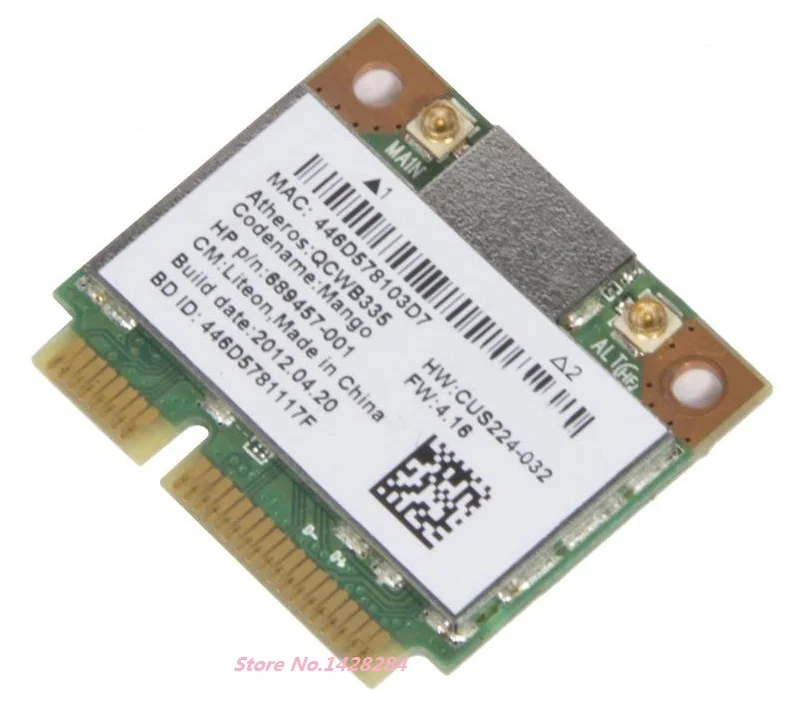 Новая беспроводная Wi-Fi карта Atheros QCWB335 для Bluetooth совместимая с BT 4,0 Mini PCI-E для HP SPS 689457-001
Новая беспроводная Wi-Fi карта Atheros QCWB335 для Bluetooth совместимая с BT 4,0 Mini PCI-E для HP SPS 689457-001