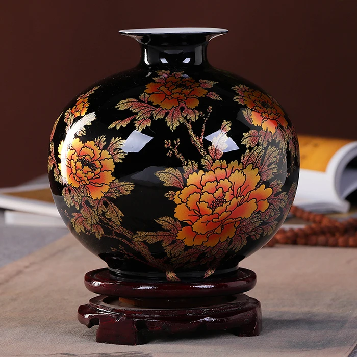New Chinese Style Vase Jingdezhen Black Porcelain Crystal Glaze Flower Vase Home Decor Handmade Glowing Family Rose Vases
New Chinese Style Vase Jingdezhen Black Porcelain Crystal Glaze Flower Vase Home Decor Handmade Glowing Family Rose Vases