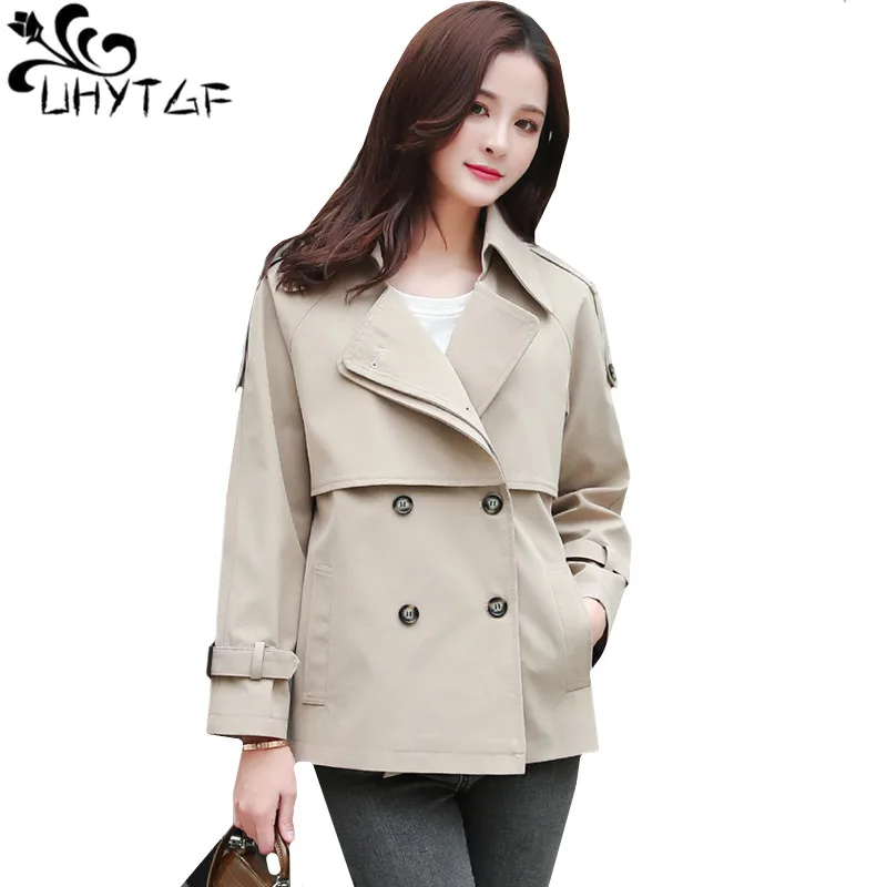 UHYTGF Spring Autumn Jacket Womens Student Short coat Double-breasted loose plus size jacket elegant female Windbreaker coat 185
UHYTGF Spring Autumn Jacket Womens Student Short coat Double-breasted loose plus size jacket elegant female Windbreaker coat 185