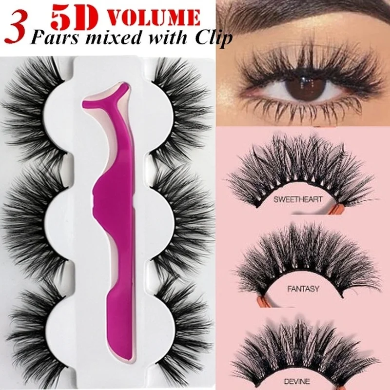 3pairs Of 5D Hybrid Mink Eyelashes Natural Lengthening False Eyelashes Eyelash Extension Ladies Eyelash Makeup Set With Tweezers
3pairs Of 5D Hybrid Mink Eyelashes Natural Lengthening False Eyelashes Eyelash Extension Ladies Eyelash Makeup Set With Tweezers