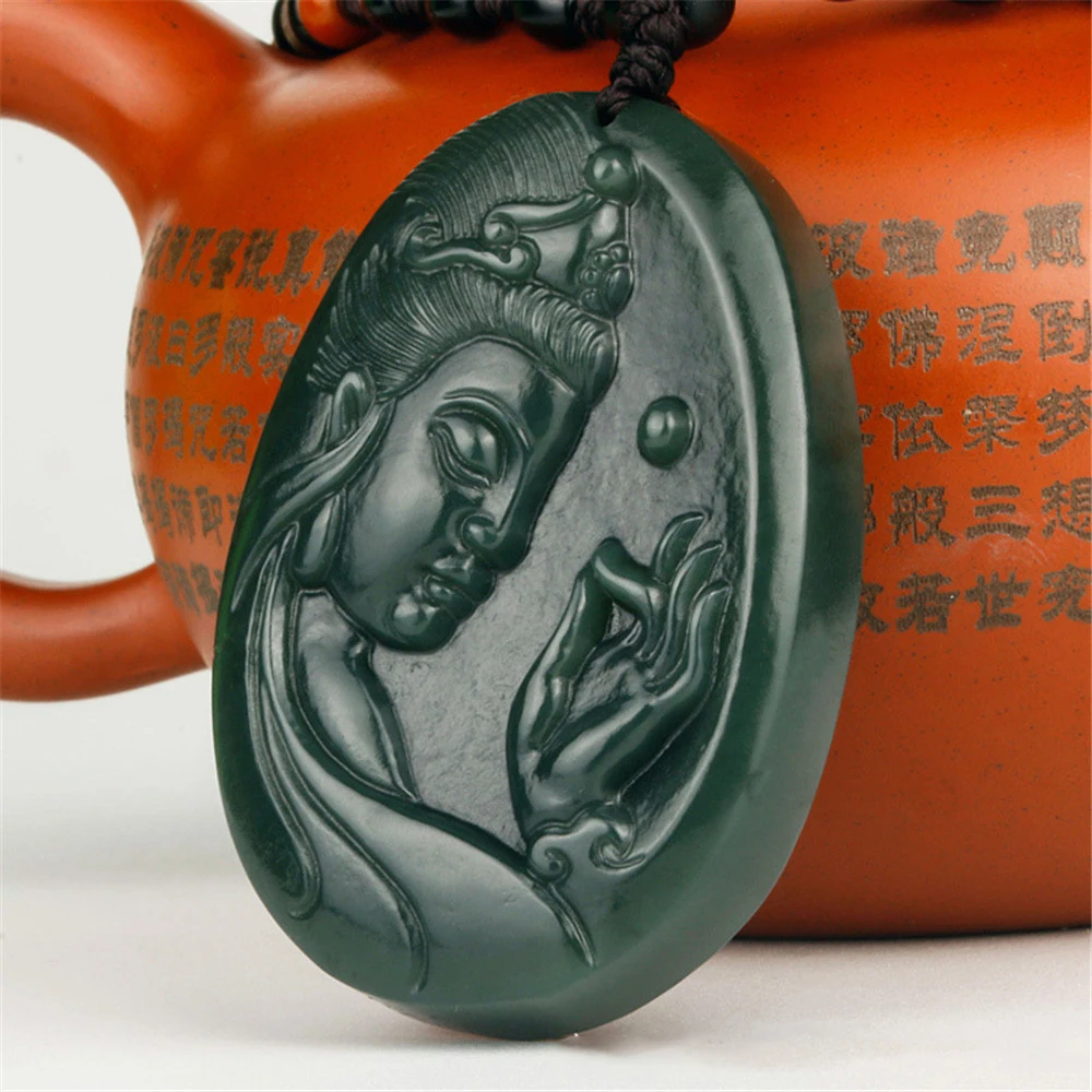Natural Xinjiang Hetian Jadeite Hand Carved Side Face Avalokitesvara Pendant Necklace for Men and Women Hanging Guanyin Amulet
Natural Xinjiang Hetian Jadeite Hand Carved Side Face Avalokitesvara Pendant Necklace for Men and Women Hanging Guanyin Amulet