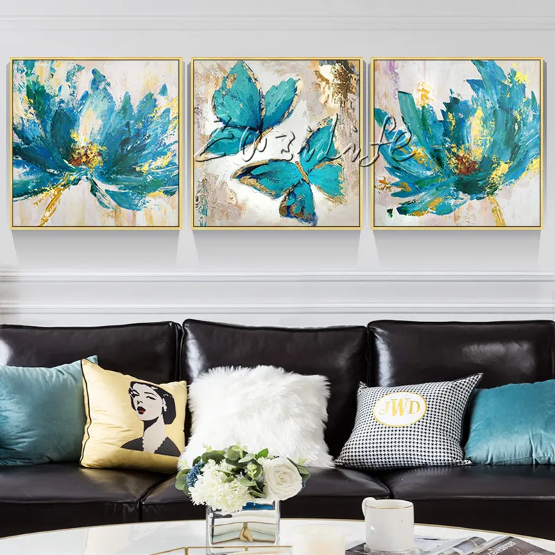 Set of 3 Blue gold Flower butterfly canvas oil Painting Abstract Texture handmade Caudros Decoracion Wall Art Pictures
Set of 3 Blue gold Flower butterfly canvas oil Painting Abstract Texture handmade Caudros Decoracion Wall Art Pictures
