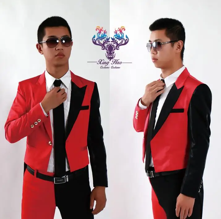 men patchwork tuxedo suits designs stage costumes for singers men blazer dance clothes jacket star style dress punk black red
men patchwork tuxedo suits designs stage costumes for singers men blazer dance clothes jacket star style dress punk black red