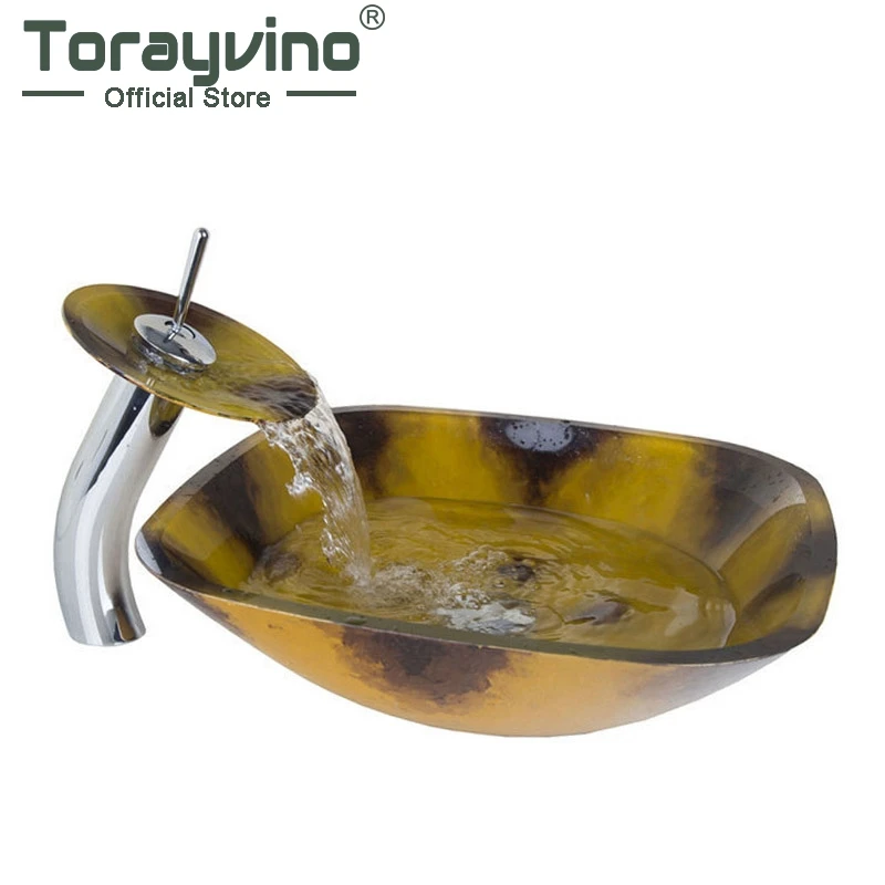 Раковина Torayvino из закаленного стекла роскошный кран для раковины с ручной