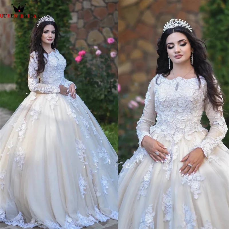 Custom Made Empire Long Sleeve Fluffy Tulle Lace Flowers Crystal Luxury Wedding Dresses Wedding Gowns Vestido De Noiva DA41
Custom Made Empire Long Sleeve Fluffy Tulle Lace Flowers Crystal Luxury Wedding Dresses Wedding Gowns Vestido De Noiva DA41