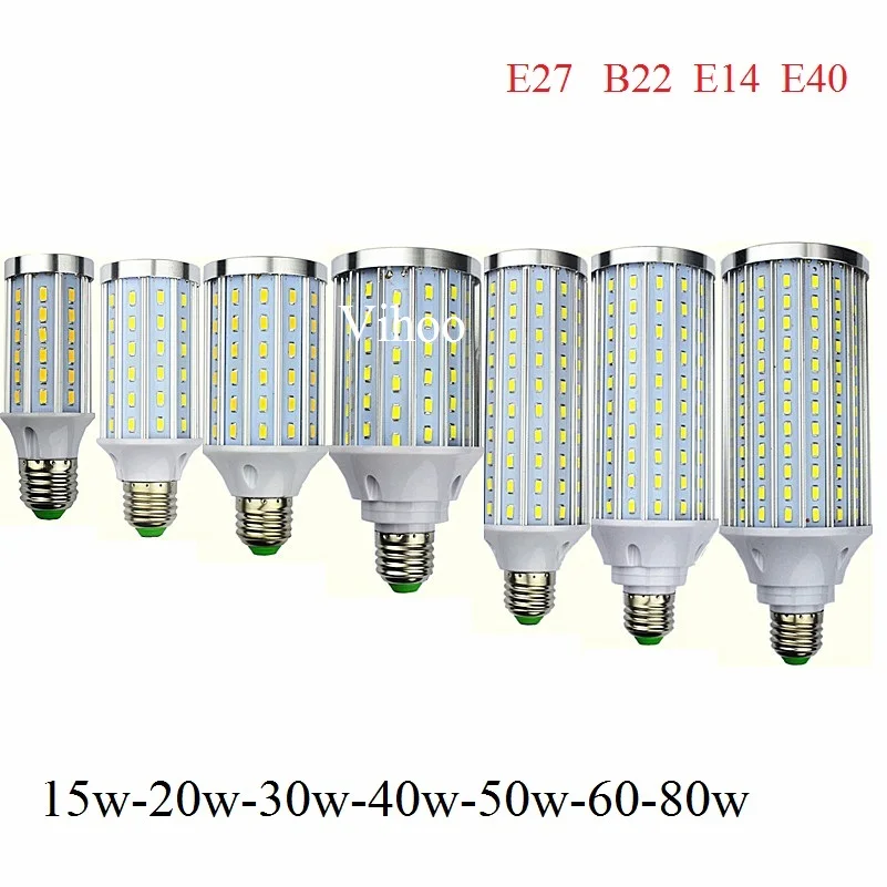 

Lampada 12W 15W 20W 30W 40W 50W 60W 80W E27 E14 E40 B22 LED lamp Corn light 110V or 220V Aluminum Cooling High Power Bulb 1Pcs