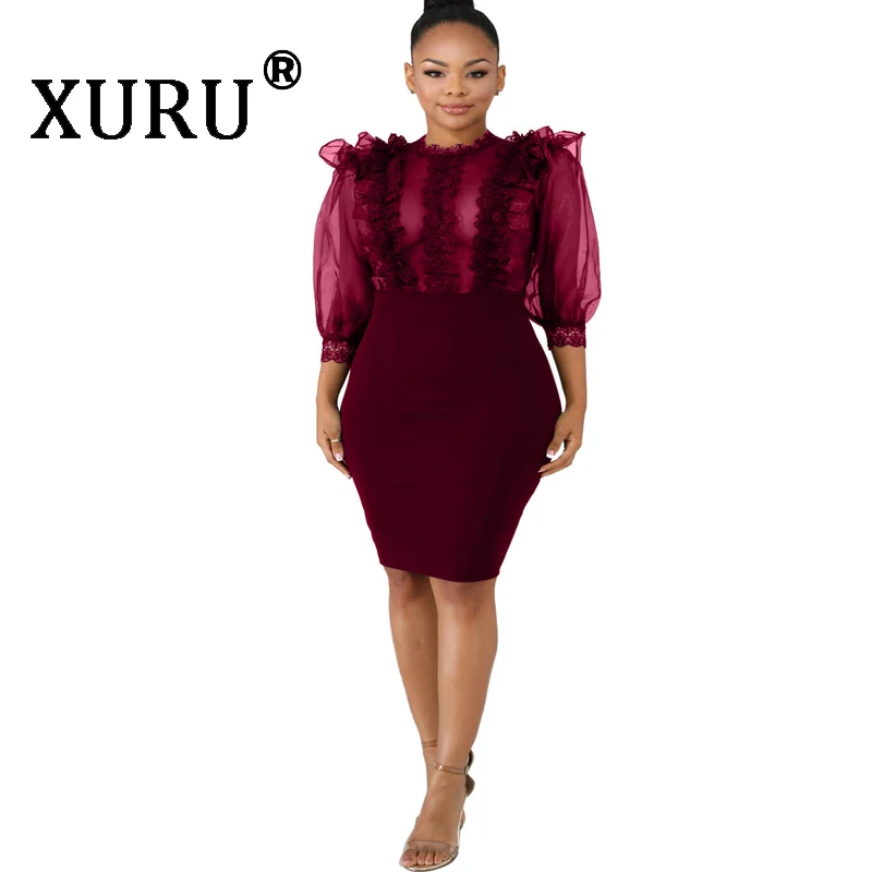 XURU new hot women's dress ruffled mesh mesh perspective sexy dress royal blue wine red black dress
XURU new hot women's dress ruffled mesh mesh perspective sexy dress royal blue wine red black dress