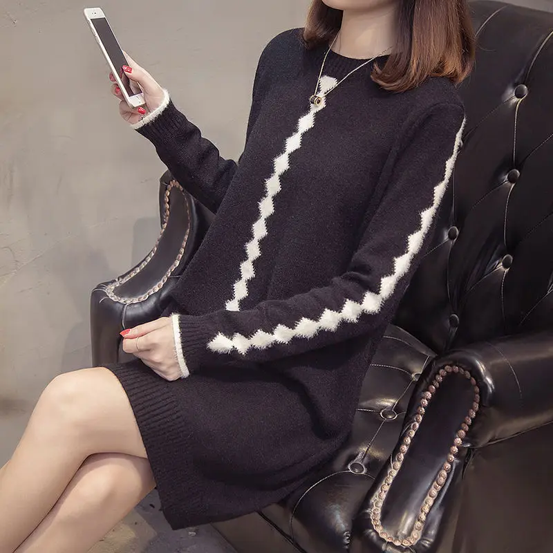 Women Autumn Winter New Fashion Knitting Loose Long Pullovers Female Casual Slim Vintage Knitwear Dress Long Sleeve Sweater F55
Women Autumn Winter New Fashion Knitting Loose Long Pullovers Female Casual Slim Vintage Knitwear Dress Long Sleeve Sweater F55