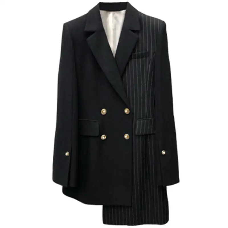 Fashion autumn three seasons sleeves Slim suit jacket striped irregular double-breasted small suit office loose Blazers women
Fashion autumn three seasons sleeves Slim suit jacket striped irregular double-breasted small suit office loose Blazers women