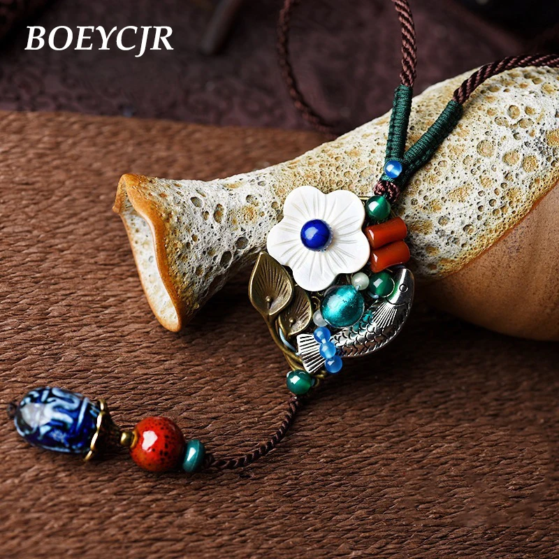 BOEYCJR Retro Ethnic Stone Bead Necklace Handmade Jewelry Rope Chain Vintage Ceramic Beads Pendant Necklace for Women Gift
BOEYCJR Retro Ethnic Stone Bead Necklace Handmade Jewelry Rope Chain Vintage Ceramic Beads Pendant Necklace for Women Gift