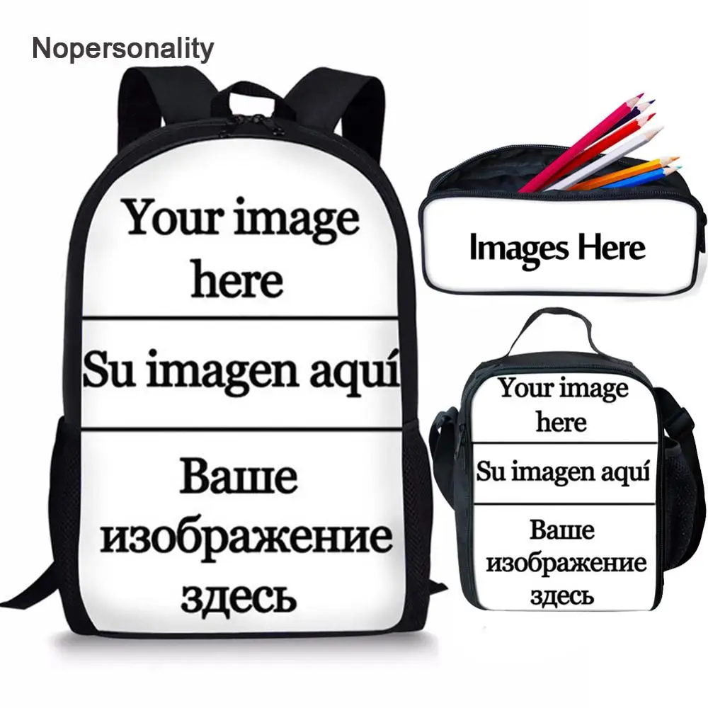 Nopersonality Customize Your Image School Bag Set for Teenager Boys Girls Cartoon Kids Schoolbag Children Bookbag Dropshipping
Nopersonality Customize Your Image School Bag Set for Teenager Boys Girls Cartoon Kids Schoolbag Children Bookbag Dropshipping