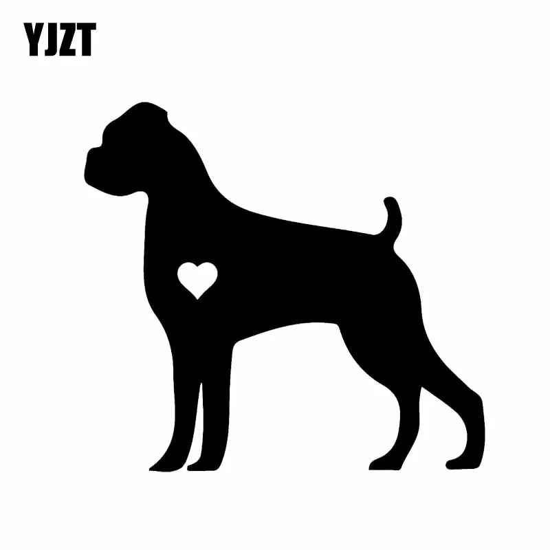 YJZT 15.5CM*14.3CM Boxer Dog Puppy Love Adopt Decoration Car Sticker Black/Silver C2-3158 | Stickers