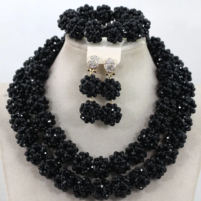 Амулеты 2 рулона черные шарики хрустальное ожерелье набор модные ювелирные