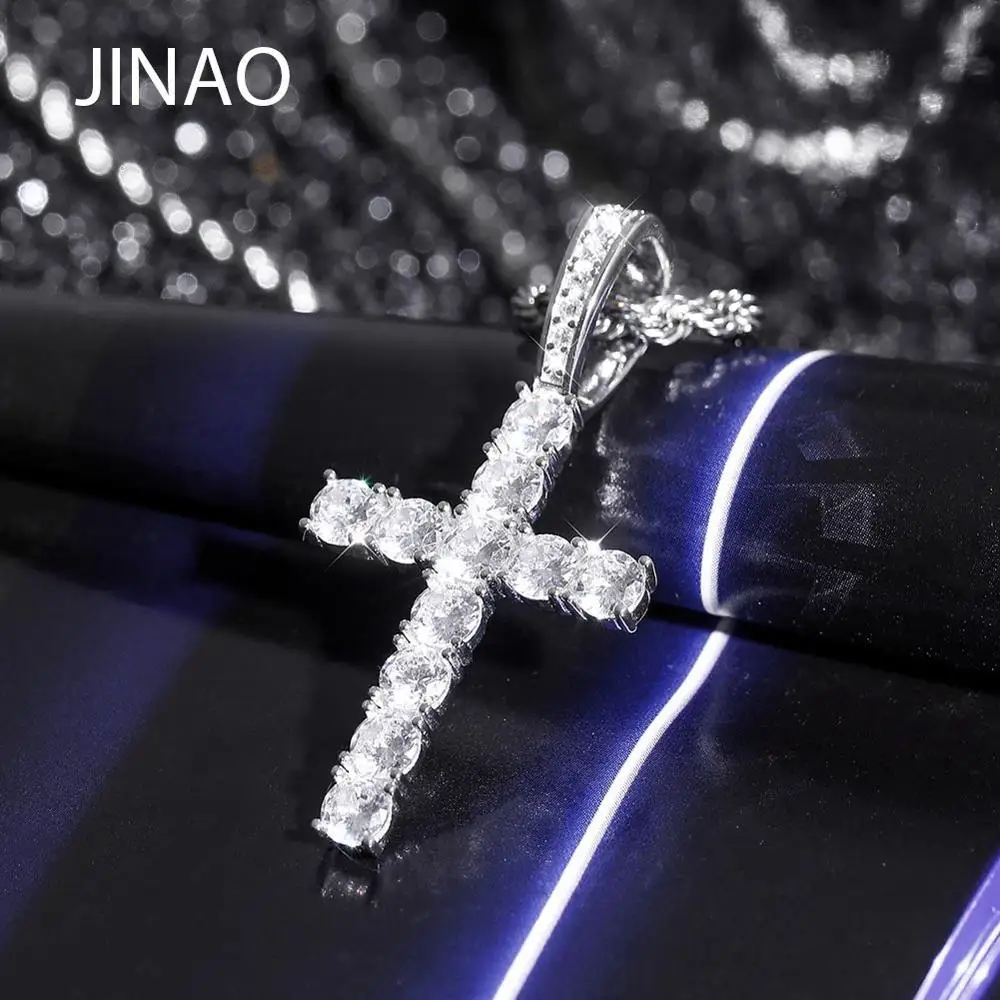 JINAO New 925 Sterling Pico Harvey Cross Pendant Necklace Micro Pave AAA+ Cubic Zirconia Stones For Gift Hip Hop Jewelry
JINAO New 925 Sterling Pico Harvey Cross Pendant Necklace Micro Pave AAA+ Cubic Zirconia Stones For Gift Hip Hop Jewelry