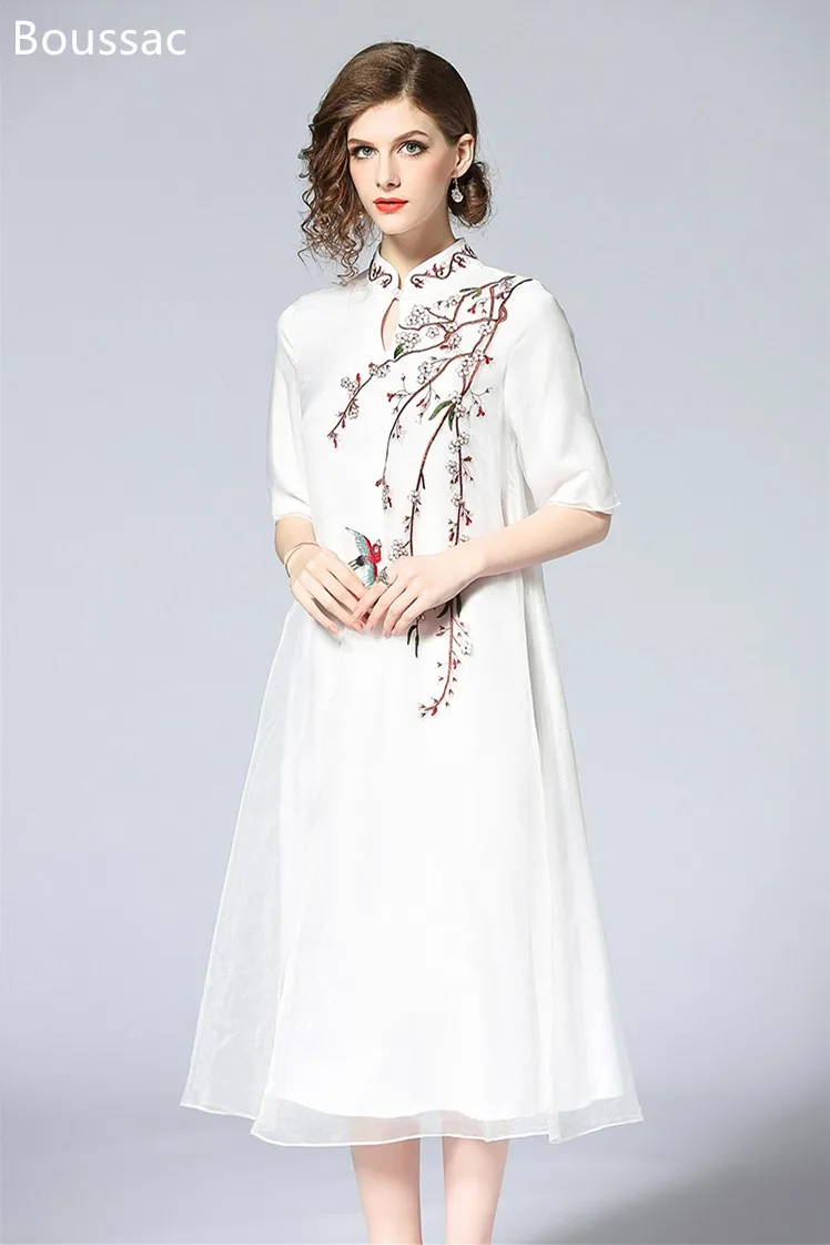 Free shipping Summer original design A-versionChinese style flower Embroidered big size silkly organza cheongsam dress for women
Free shipping Summer original design A-versionChinese style flower Embroidered big size silkly organza cheongsam dress for women