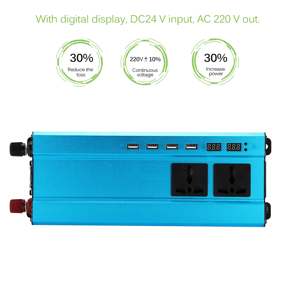 Onever Car Power Inverter 2000Watt Pure Sine Wave DC 24V TO AC 110V/220V Converter USB For Solar Car Power Inverter
Onever Car Power Inverter 2000Watt Pure Sine Wave DC 24V TO AC 110V/220V Converter USB For Solar Car Power Inverter