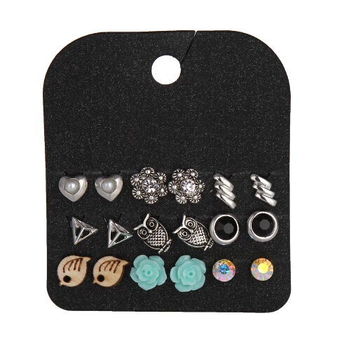 9 pairs New Fashion Antique silver owl heart triangle Earring Set Women Lady Girls Cute Flowers Stud Earring Jewelry 2016
9 pairs New Fashion Antique silver owl heart triangle Earring Set Women Lady Girls Cute Flowers Stud Earring Jewelry 2016