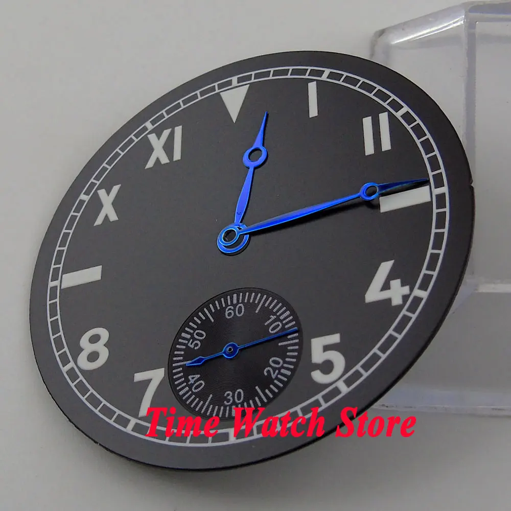 FIT ETA 6498 movement 38.9mm black sterial Californai watch dial with blue hands (Dial+hands) D70
FIT ETA 6498 movement 38.9mm black sterial Californai watch dial with blue hands (Dial+hands) D70