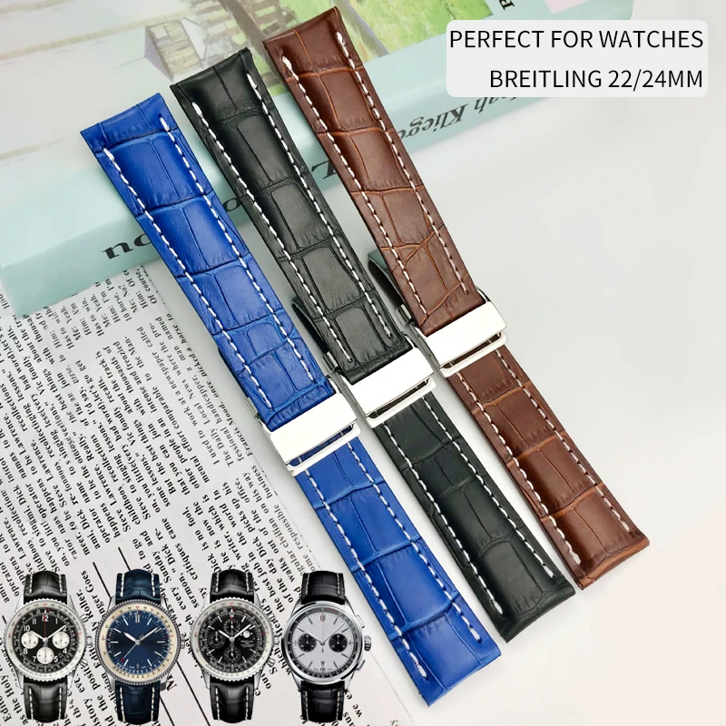 22mm 24mm Italian Cowhide Bamboo Grain Watch Strap Folding Buckle Black Blue Brown Suitable for Breitling Wristwatch Accessories
22mm 24mm Italian Cowhide Bamboo Grain Watch Strap Folding Buckle Black Blue Brown Suitable for Breitling Wristwatch Accessories