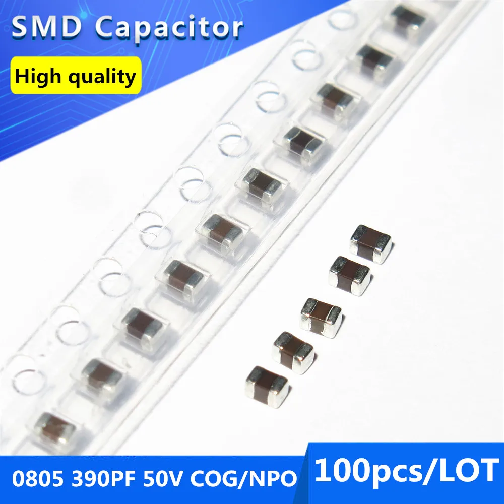 

100PCS 2012 0805 Thick Film Chip Multilayer Ceramic Capacitor 390PF 50V COG/NPO 5% 100pcs
