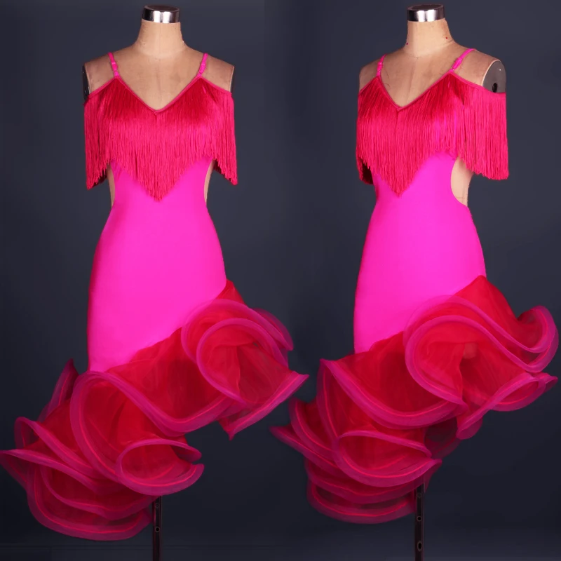 Adult/Child Latin Ballroom Dancing Dresses Rose/Red/Green Roupa De Ginastica Stage Costumes Tassel Salsa Performance Dresses
Adult/Child Latin Ballroom Dancing Dresses Rose/Red/Green Roupa De Ginastica Stage Costumes Tassel Salsa Performance Dresses
